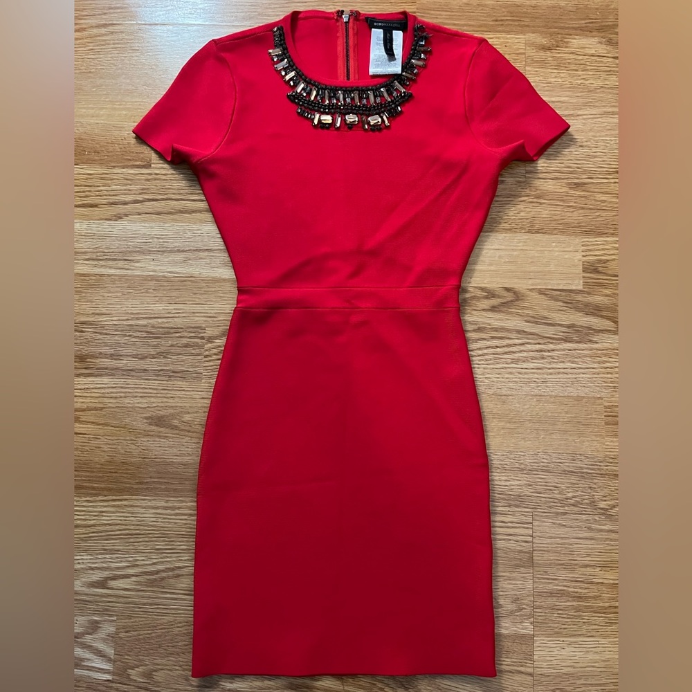 Bcbg Maxazria Kaylen red festive embellished dress